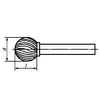 Борфреза сферическая с двойной насечкой, тип D 16х6х14х59 - 8